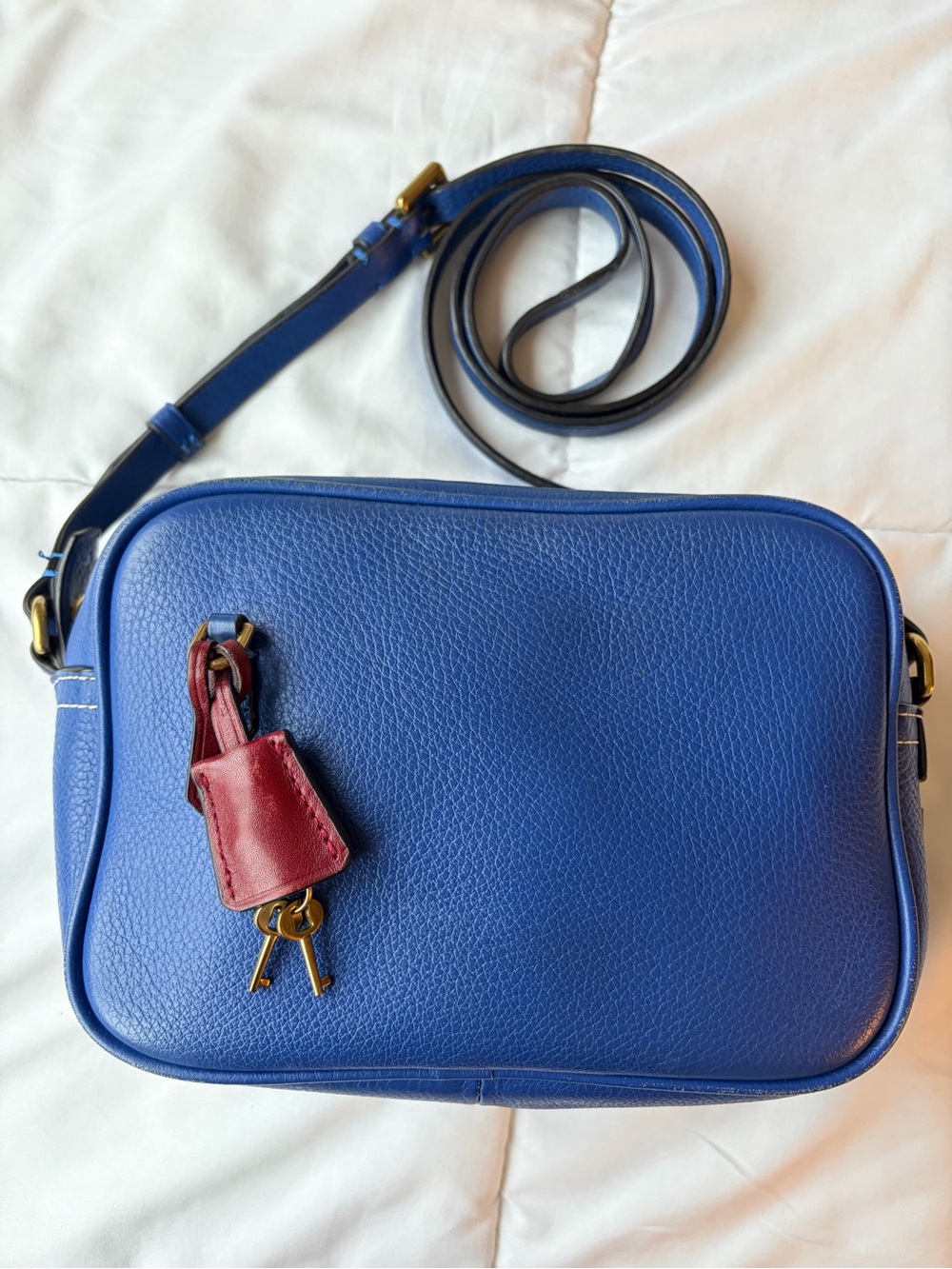J. Crew Genuine Leather Crossbody Bag Blue/Burgundy